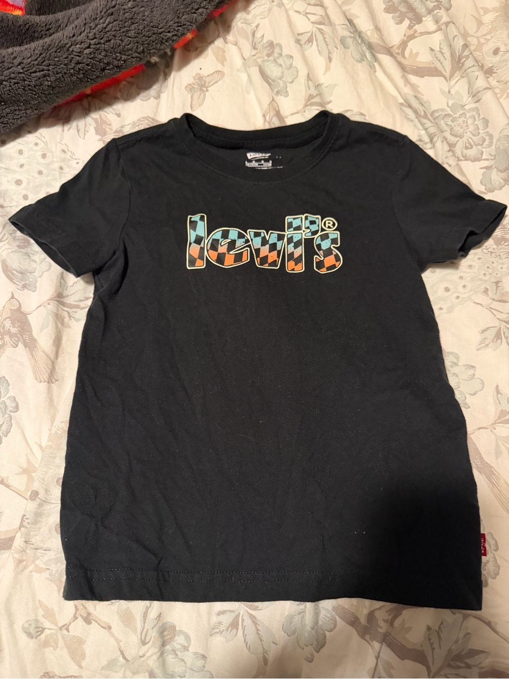 Levi's Black Tee with Colorful Patterned Logo